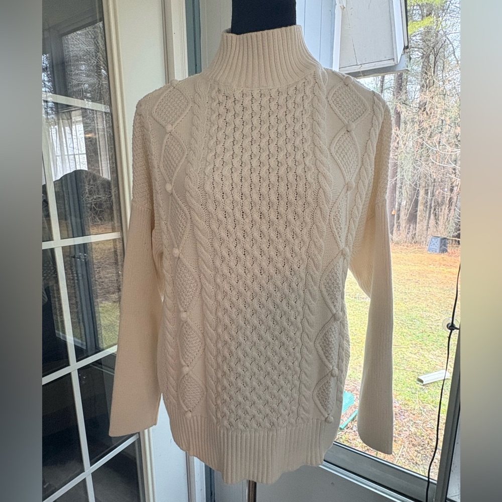 J. Crew Cream Cable Turtleneck Sweater